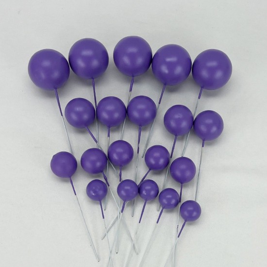 Tortendeko Kugeln | Mini Bälle Tortendeko Ballon | Kuchen Ball Topper | Deko Schaum Ball | Bälle Cake Topper 20 stück Dunkellila - KN272 - Mytortenland